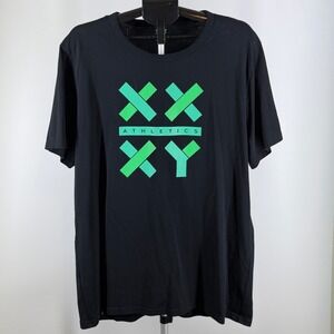 XXXY Athletics Mens XXL Black Graphic T-Shirt Green Logo Cotton Short Sleeve Tee